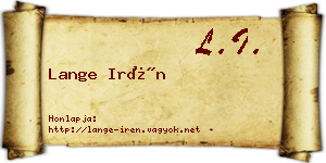 Lange Irén névjegykártya